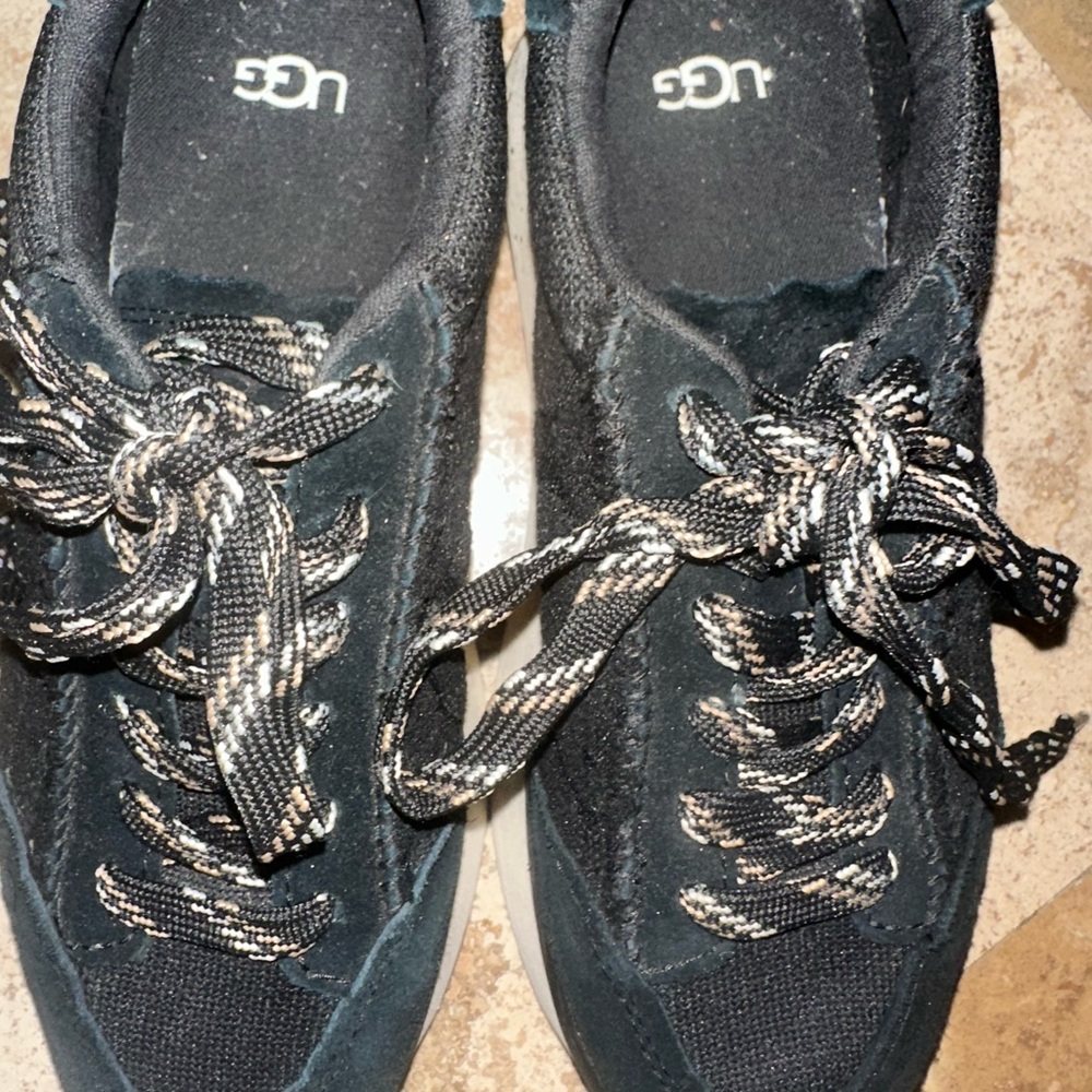 UGG Black Platform Sneakers with Unique Laces